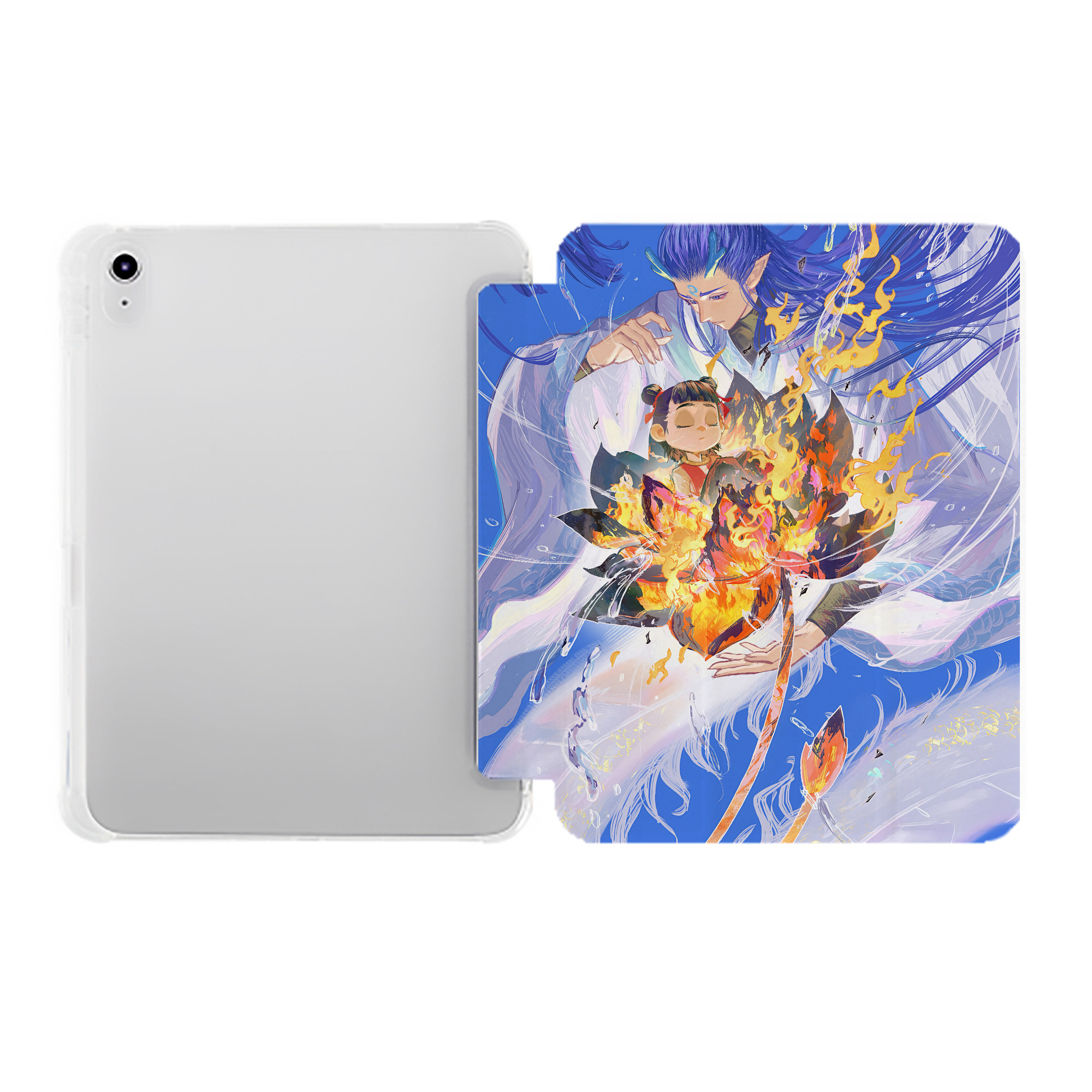 （画像用） Ne Zha 2 ナタ 魔童の大暴れ IPad ケース ペン収納付き 三つ折りスタンド PUレザー×シリコン 対応機種9.5/10.5/10.9インチ